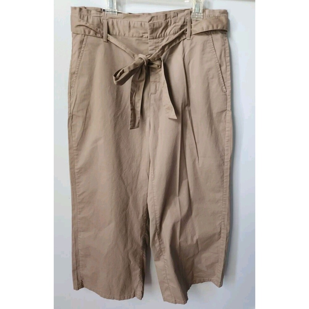 Nwt Banana Republic Paperbag Waist Island Khaki Crop Wide Leg Pants Womens Sz 8